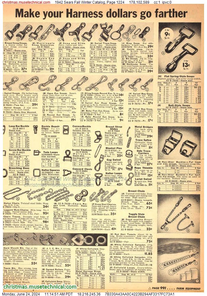 1942 Sears Fall Winter Catalog, Page 1224