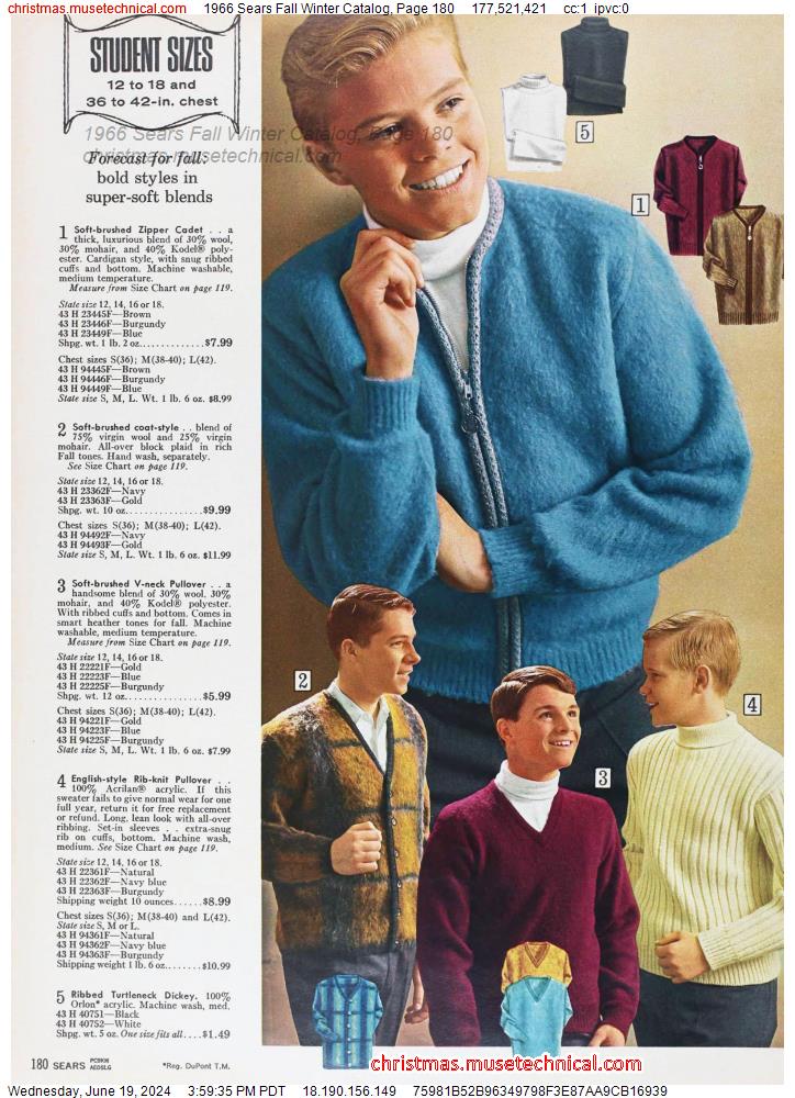 1966 Sears Fall Winter Catalog, Page 180