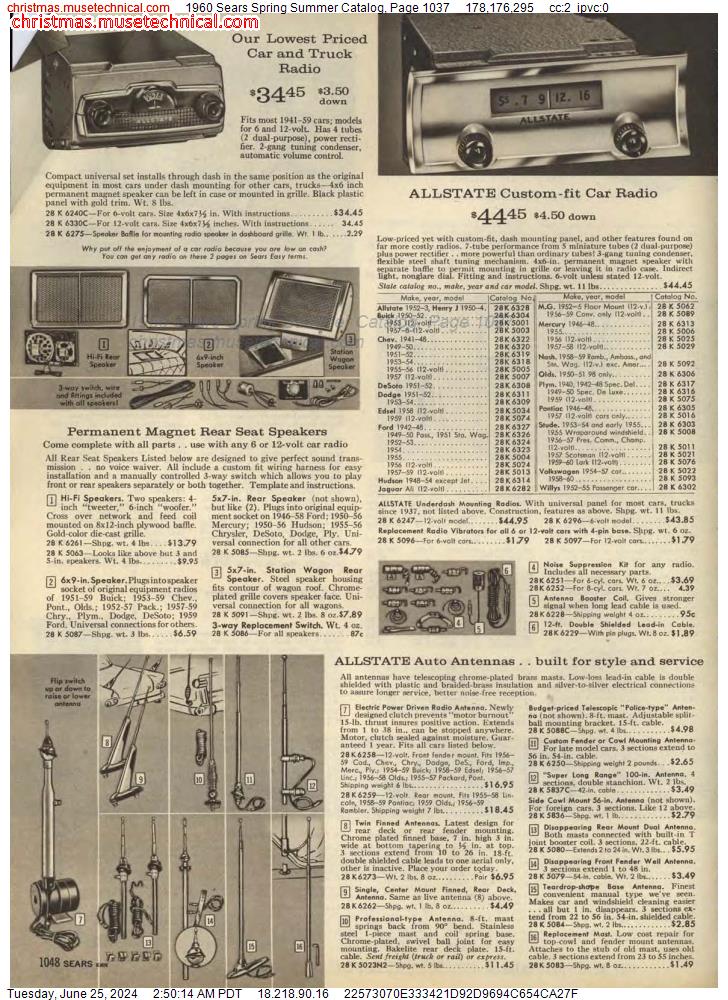 1960 Sears Spring Summer Catalog, Page 1037