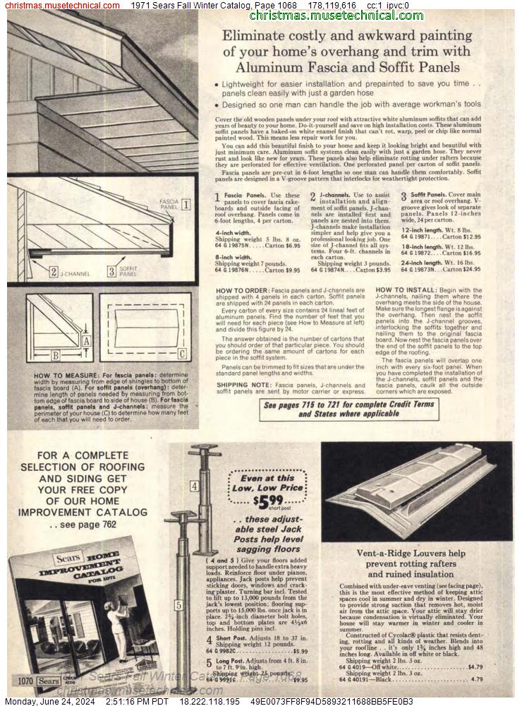 1971 Sears Fall Winter Catalog, Page 1068