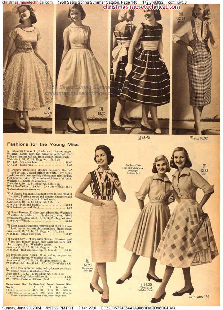 1958 Sears Spring Summer Catalog, Page 140