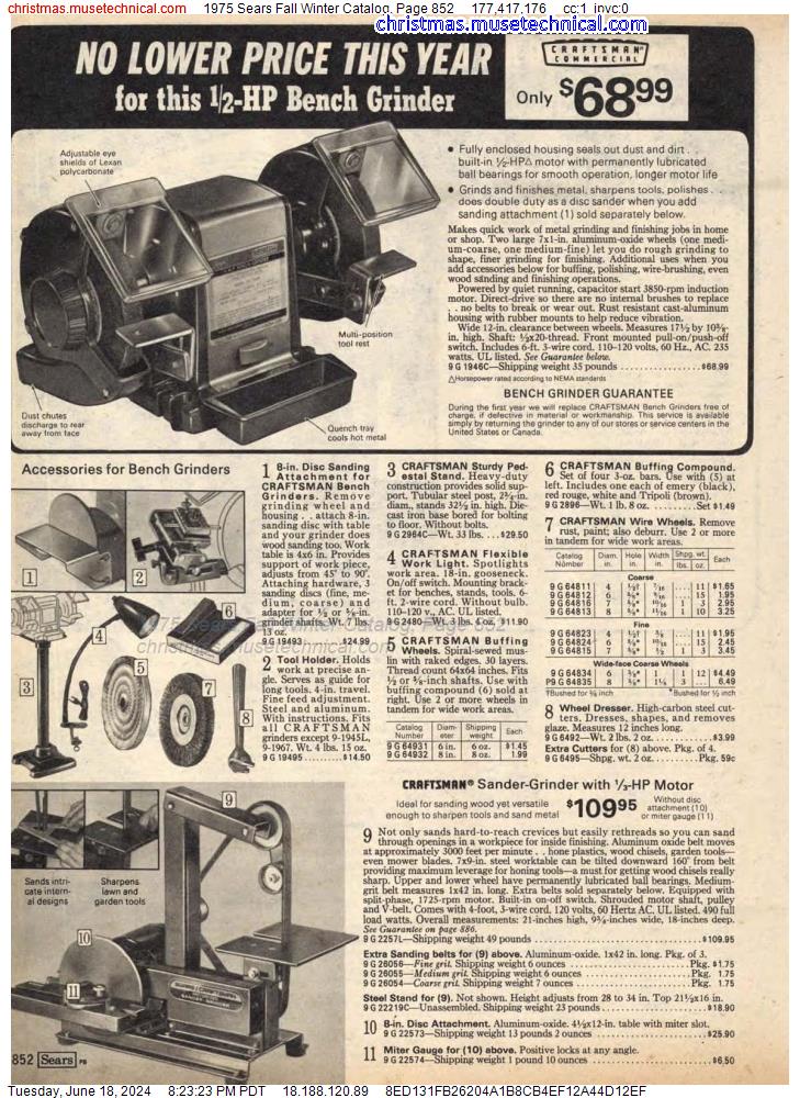 1975 Sears Fall Winter Catalog, Page 852