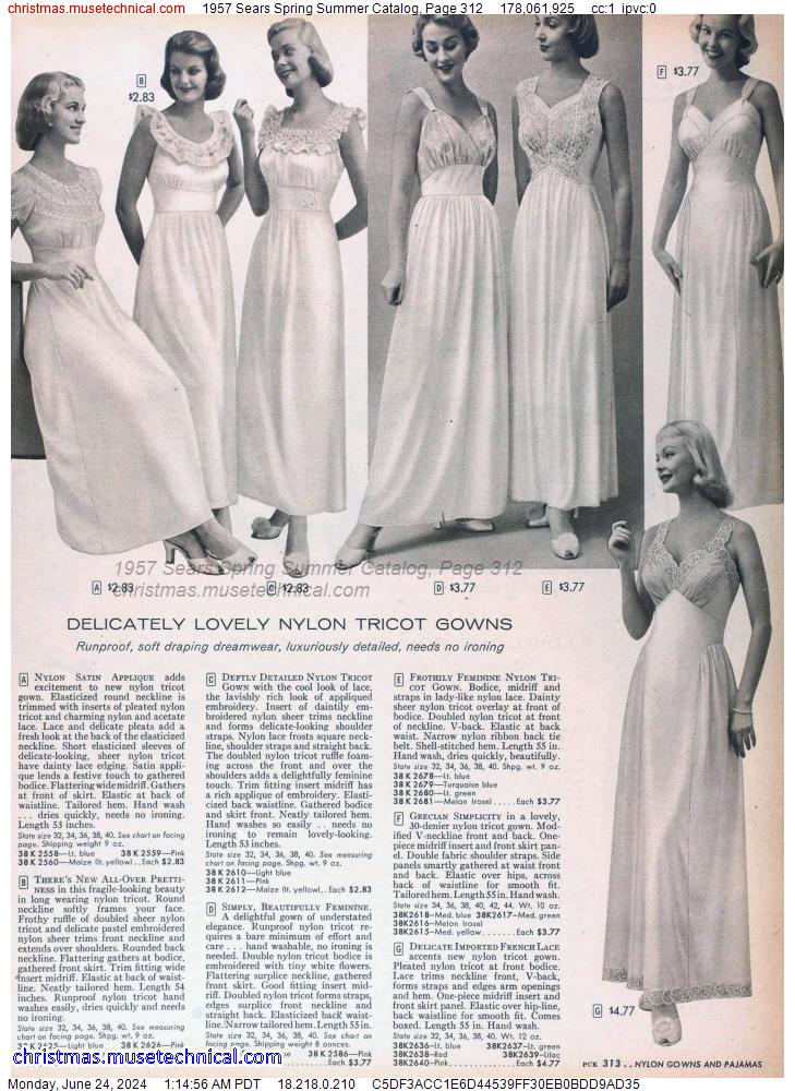 1957 Sears Spring Summer Catalog, Page 312