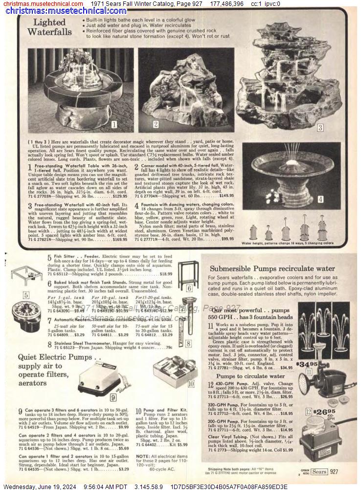 1971 Sears Fall Winter Catalog, Page 927