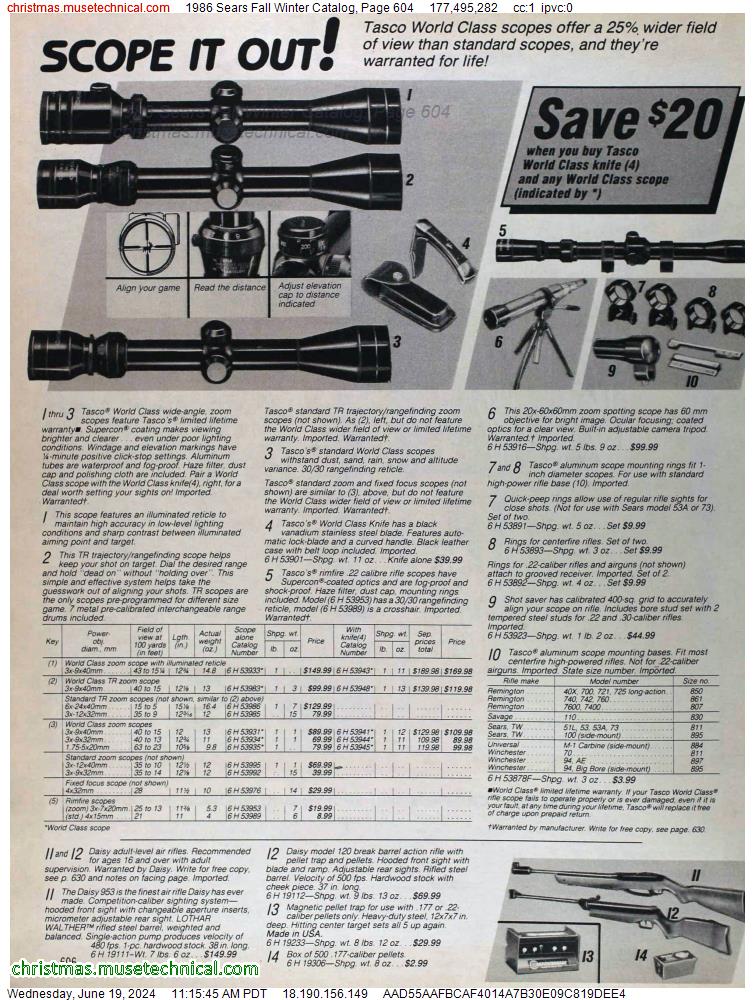 1986 Sears Fall Winter Catalog, Page 604