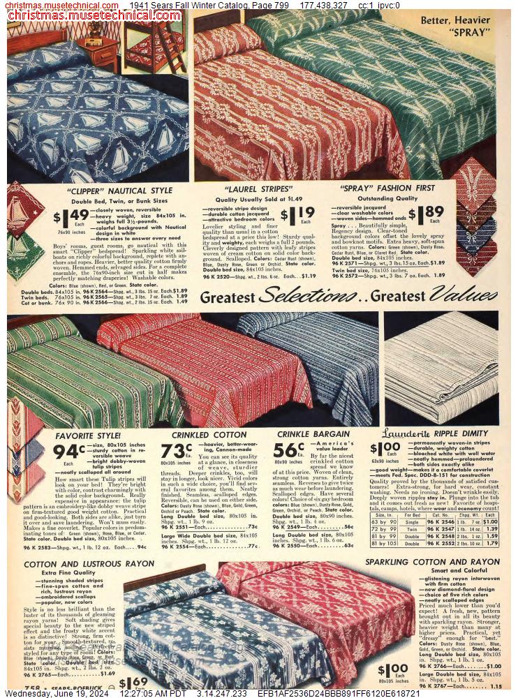 1941 Sears Fall Winter Catalog, Page 799