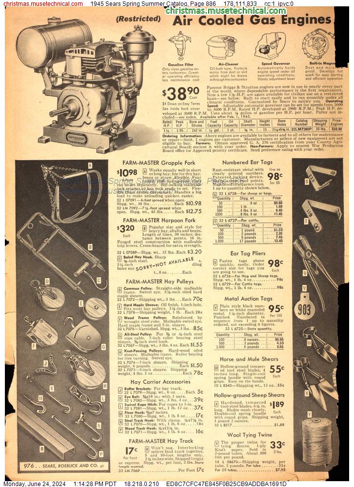 1945 Sears Spring Summer Catalog, Page 886