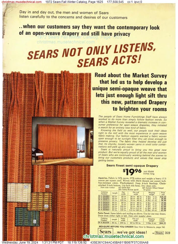 1972 Sears Fall Winter Catalog, Page 1625