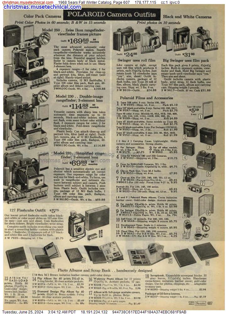1968 Sears Fall Winter Catalog, Page 607