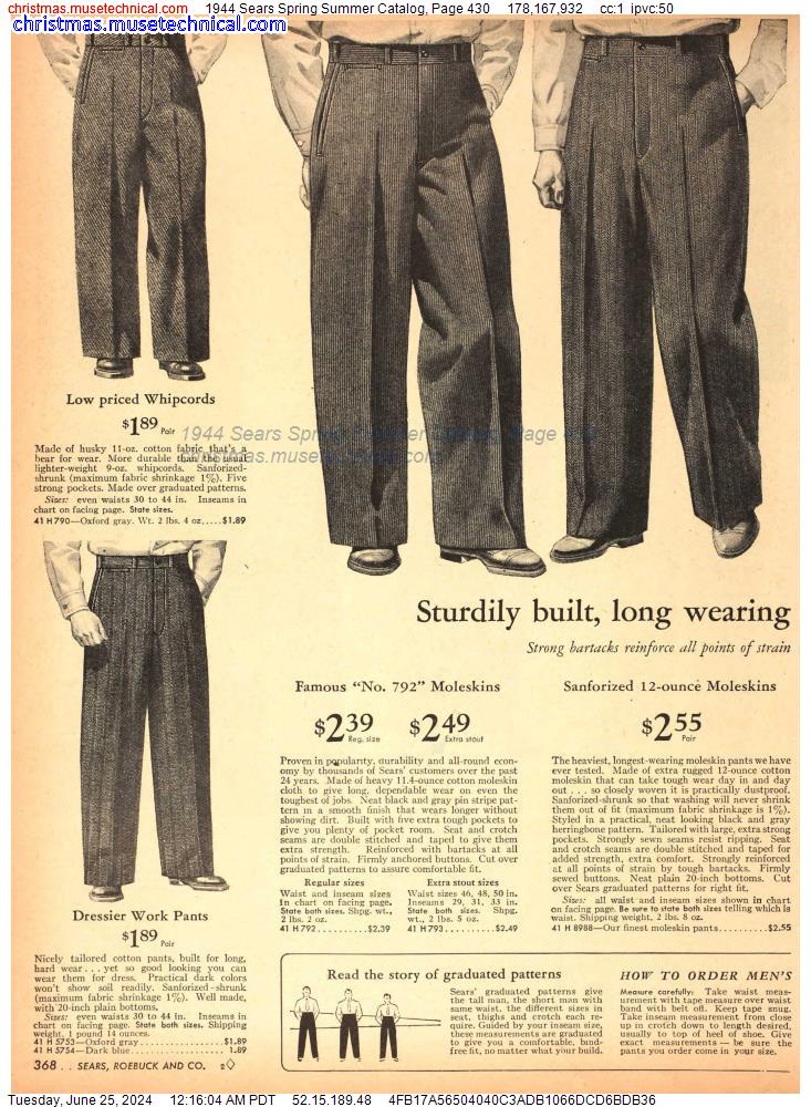 1944 Sears Spring Summer Catalog, Page 430