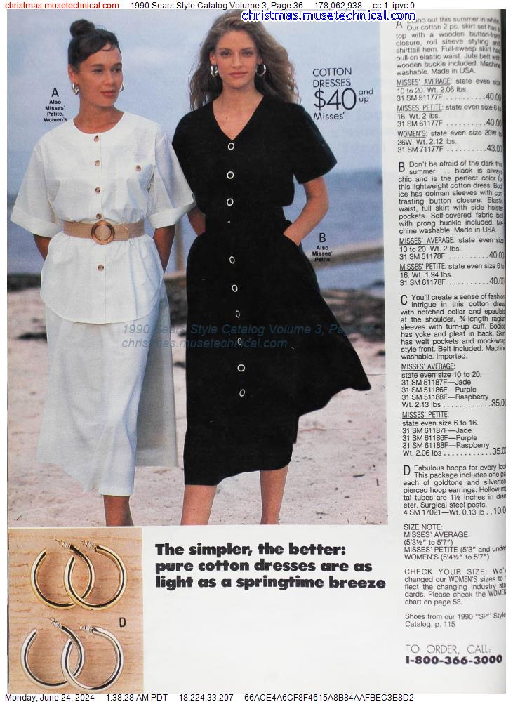 1990 Sears Style Catalog Volume 3, Page 36