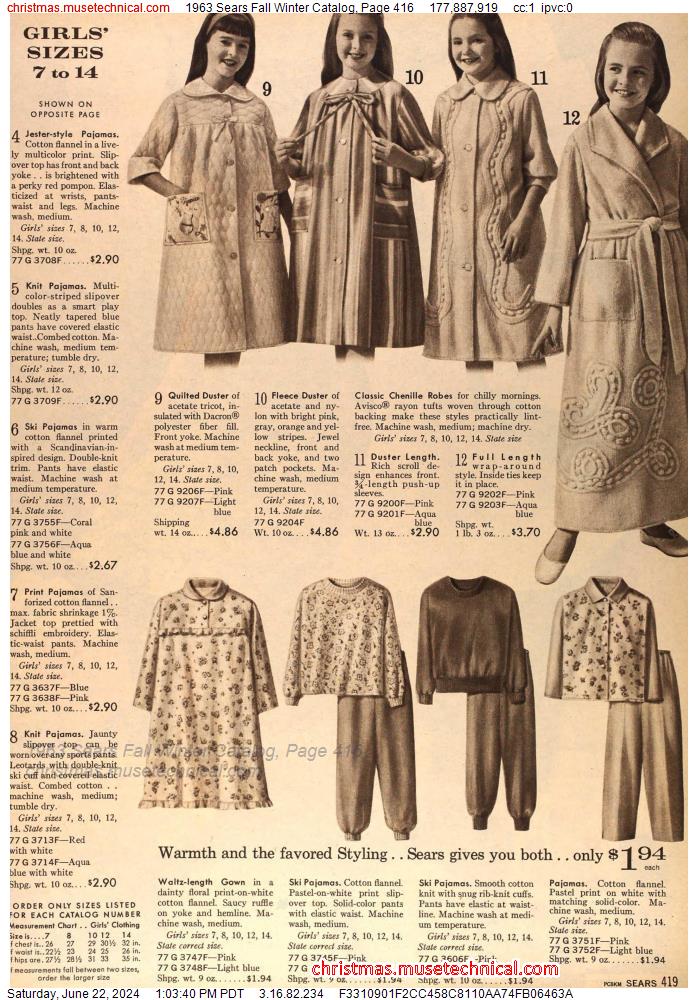 1963 Sears Fall Winter Catalog, Page 416