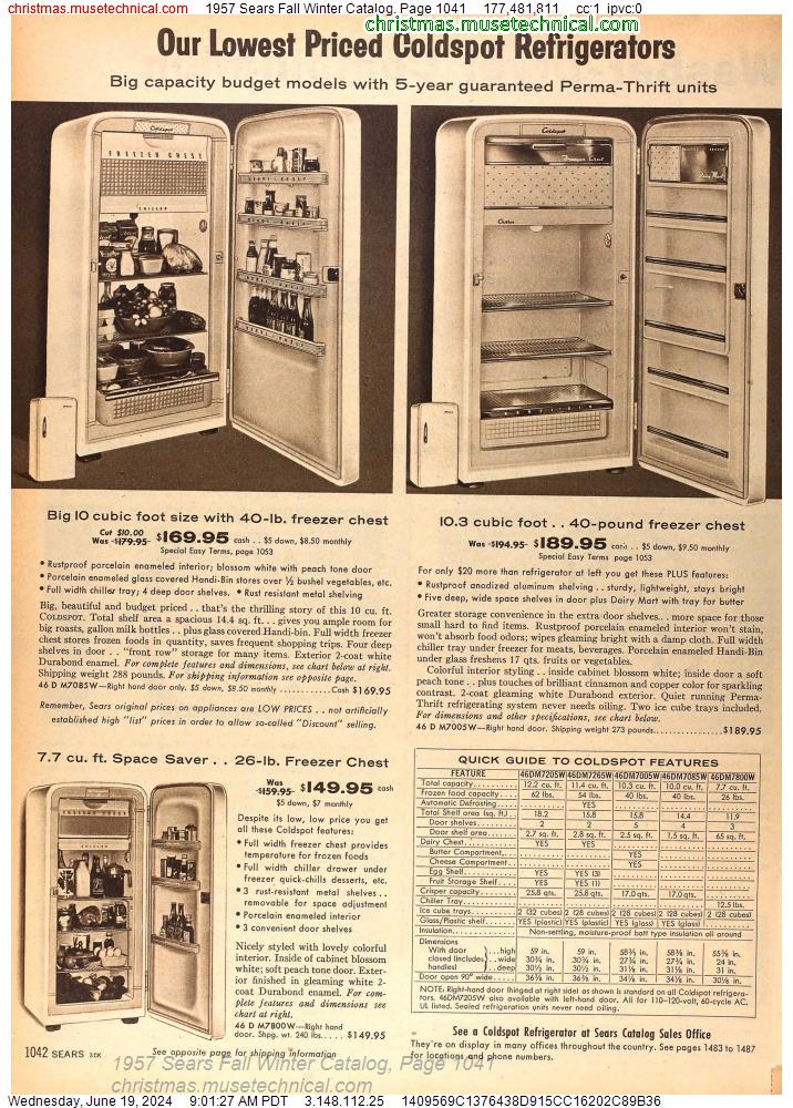 1957 Sears Fall Winter Catalog, Page 1041