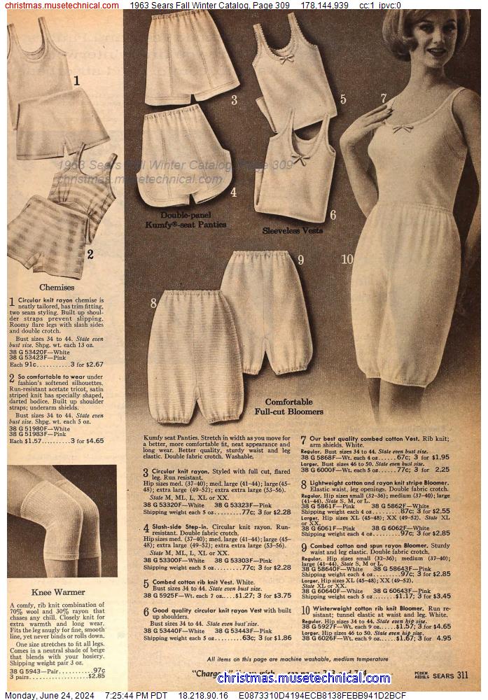 1963 Sears Fall Winter Catalog, Page 309