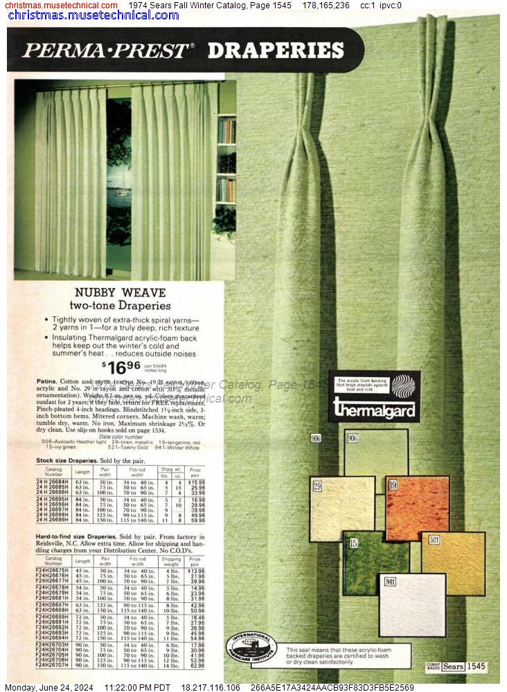 1974 Sears Fall Winter Catalog, Page 1545