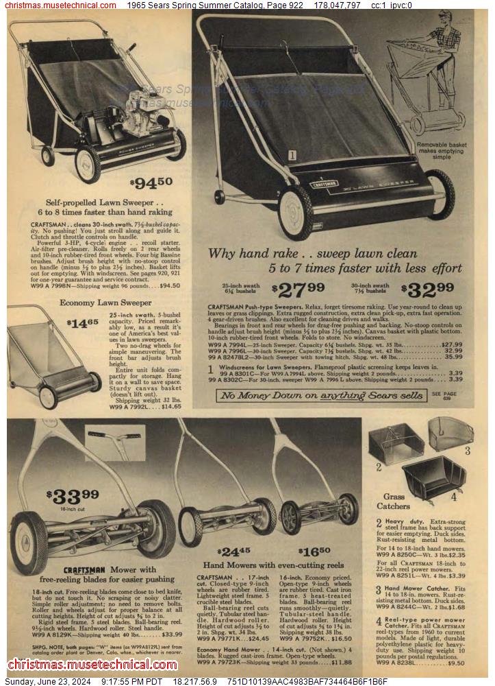 1965 Sears Spring Summer Catalog, Page 922