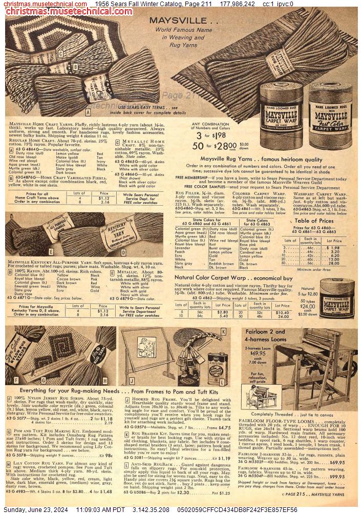 1956 Sears Fall Winter Catalog, Page 211