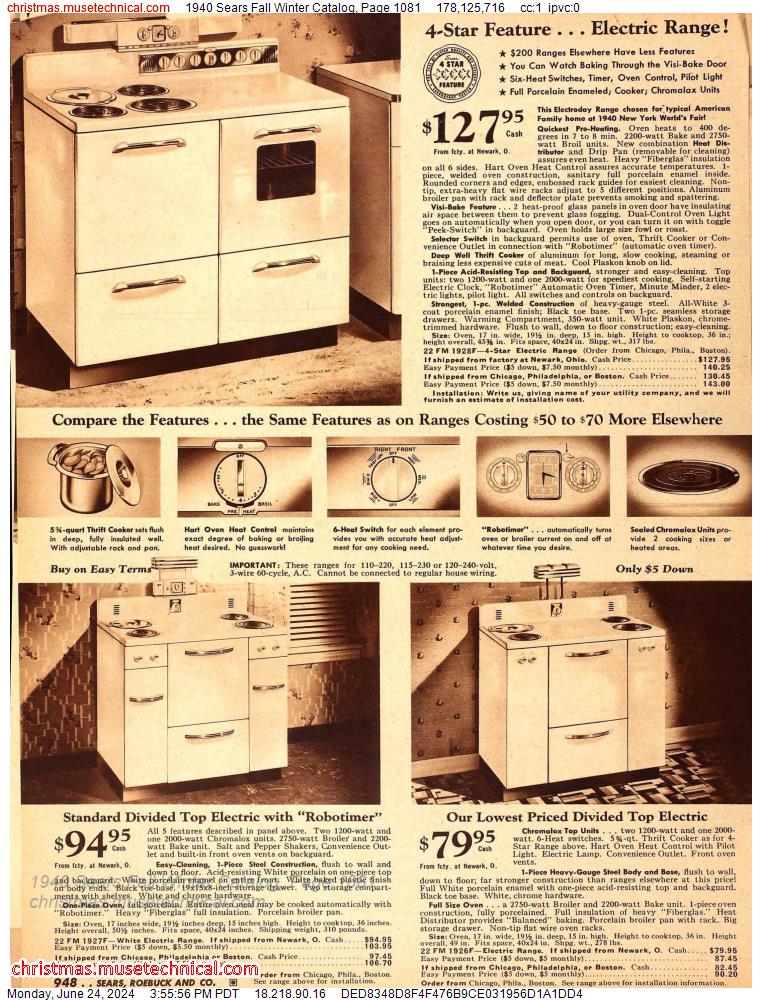 1940 Sears Fall Winter Catalog, Page 1081
