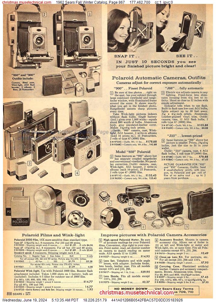 1962 Sears Fall Winter Catalog, Page 867