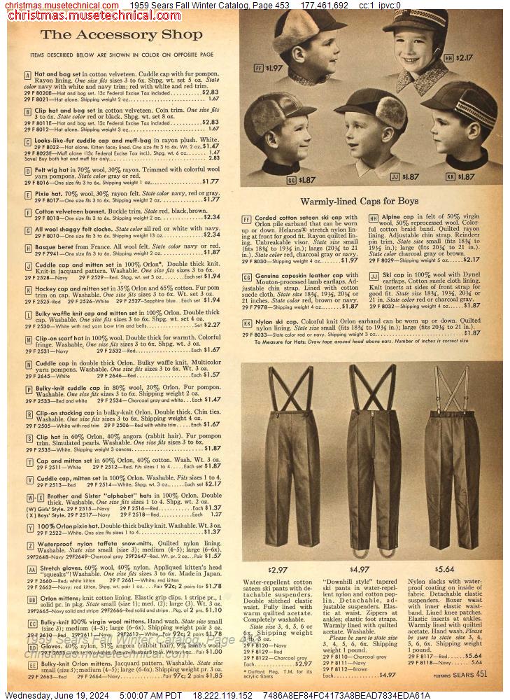 1959 Sears Fall Winter Catalog, Page 453