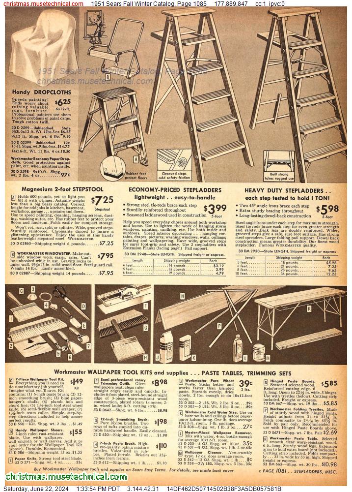 1951 Sears Fall Winter Catalog, Page 1085