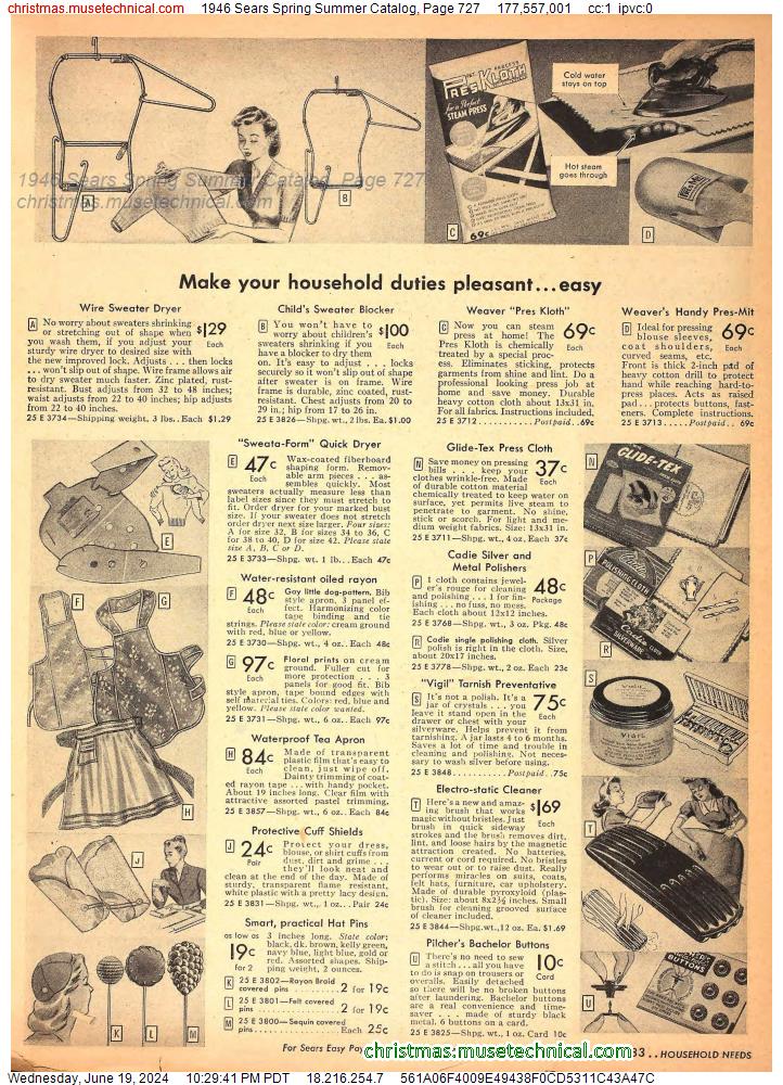 1946 Sears Spring Summer Catalog, Page 727