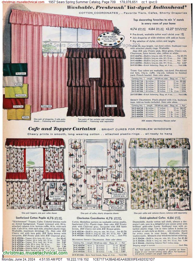 1957 Sears Spring Summer Catalog, Page 709