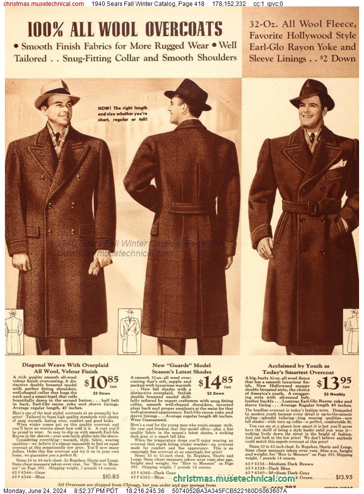 1940 Sears Fall Winter Catalog, Page 418