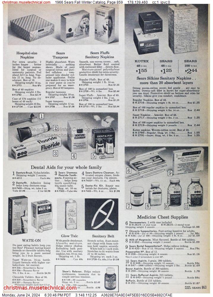 1966 Sears Fall Winter Catalog, Page 859