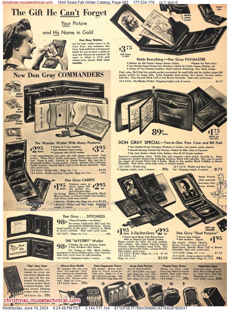 1940 Sears Fall Winter Catalog, Page 483