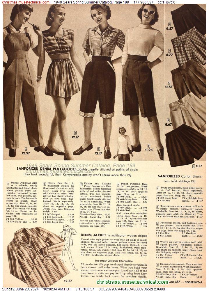 1949 Sears Spring Summer Catalog, Page 189