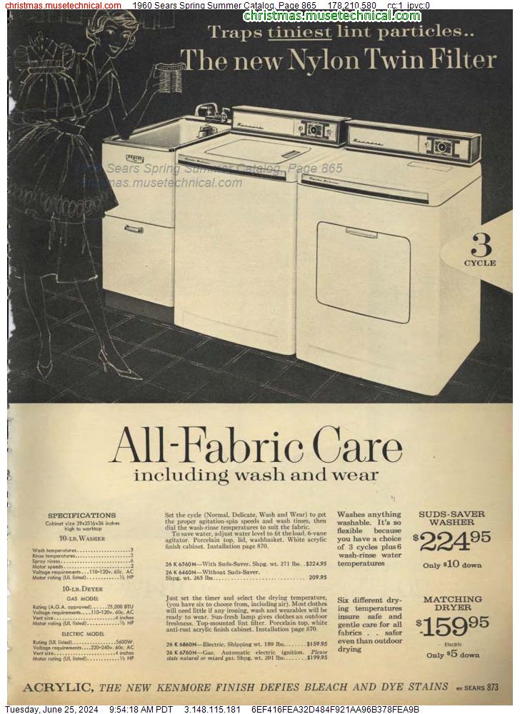 1960 Sears Spring Summer Catalog, Page 865