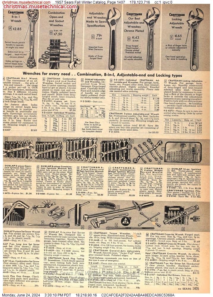 1957 Sears Fall Winter Catalog, Page 1407