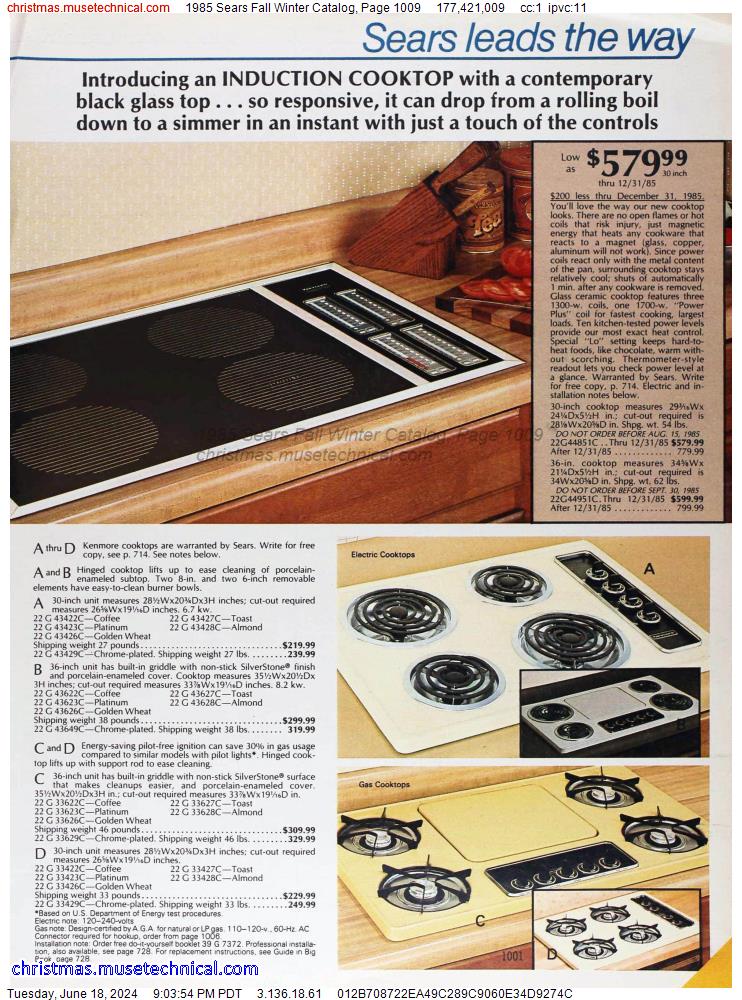 1985 Sears Fall Winter Catalog, Page 1009