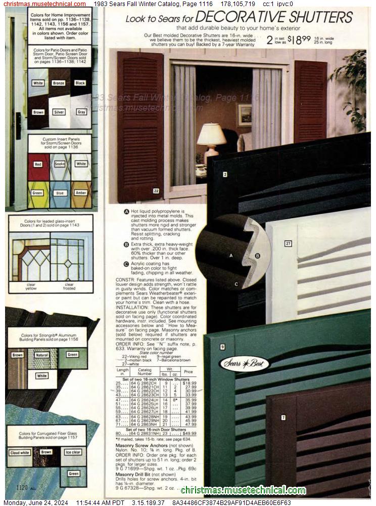 1983 Sears Fall Winter Catalog, Page 1116