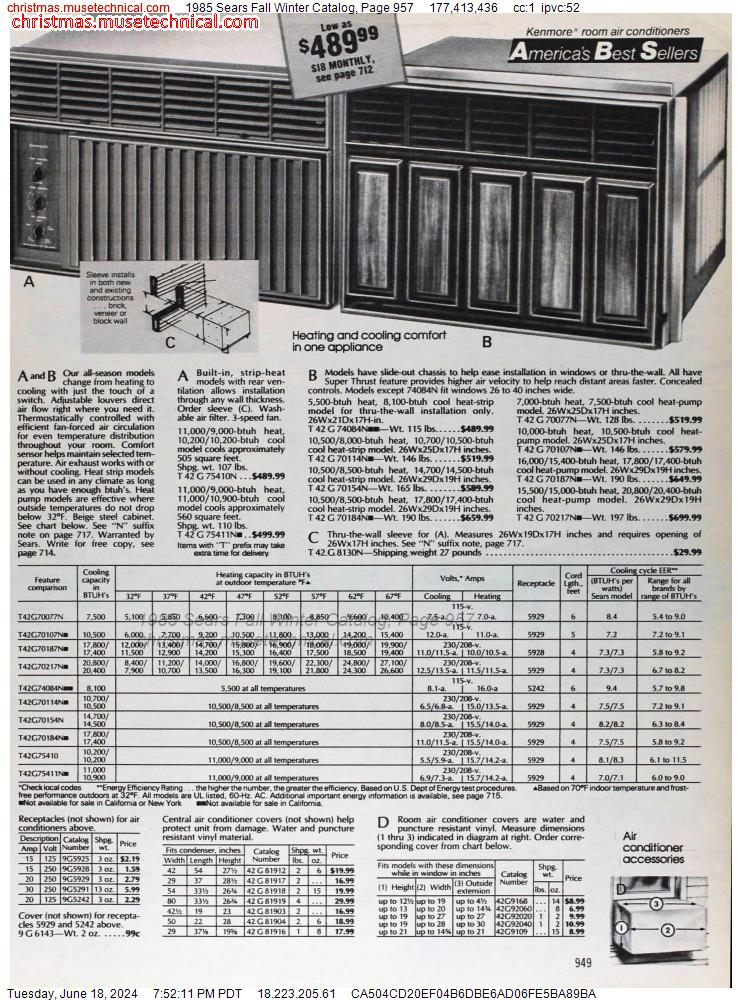 1985 Sears Fall Winter Catalog, Page 957