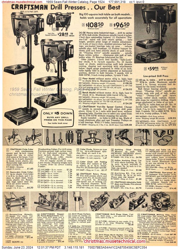 1959 Sears Fall Winter Catalog, Page 1524