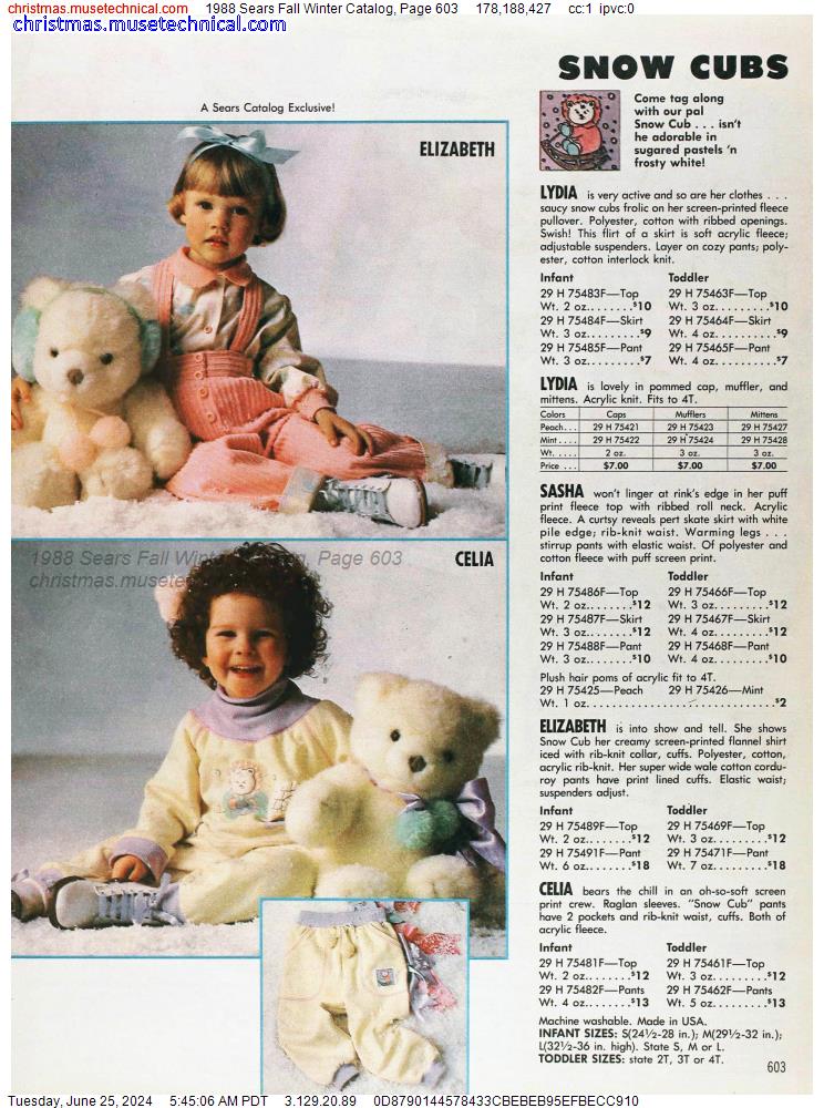 1988 Sears Fall Winter Catalog, Page 603