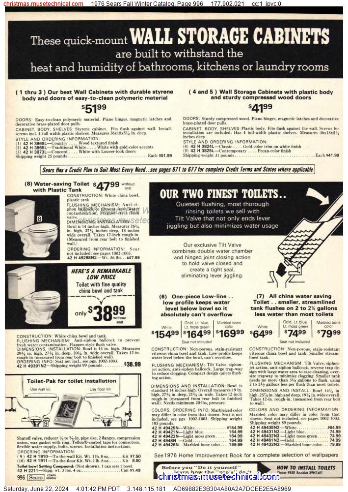 1976 Sears Fall Winter Catalog, Page 996
