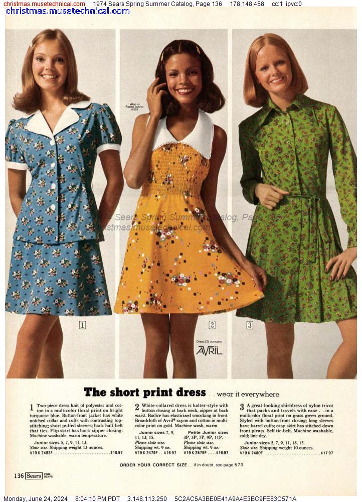 1974 Sears Spring Summer Catalog, Page 136