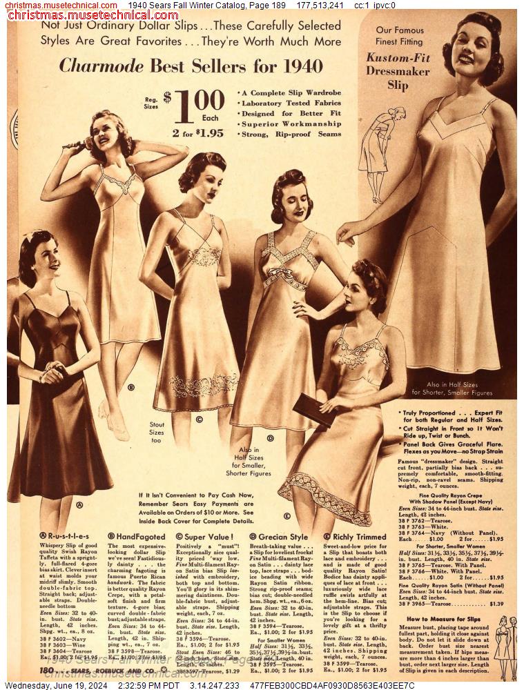 1940 Sears Fall Winter Catalog, Page 189