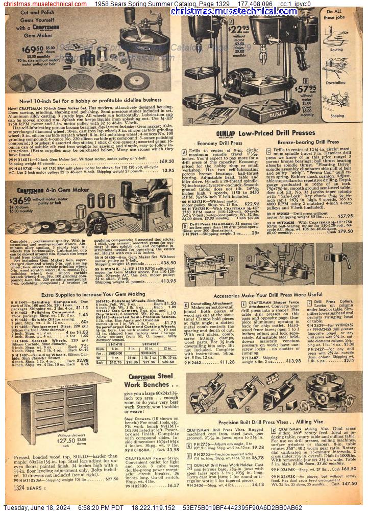 1958 Sears Spring Summer Catalog, Page 1329
