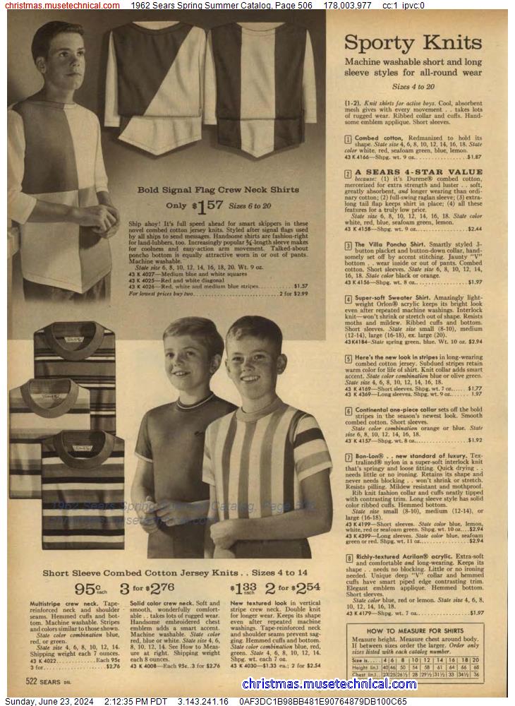 1962 Sears Spring Summer Catalog, Page 506