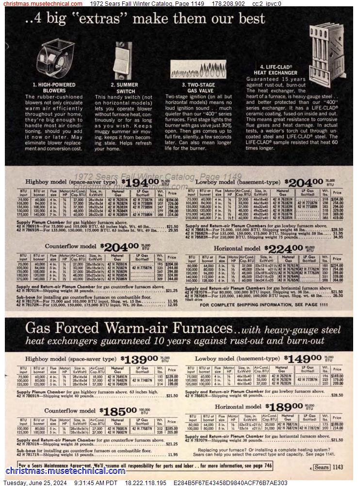 1972 Sears Fall Winter Catalog, Page 1149