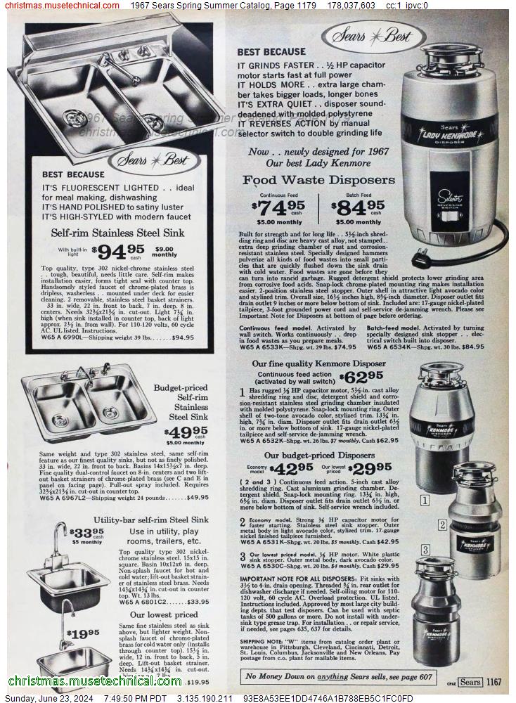 1967 Sears Spring Summer Catalog, Page 1179