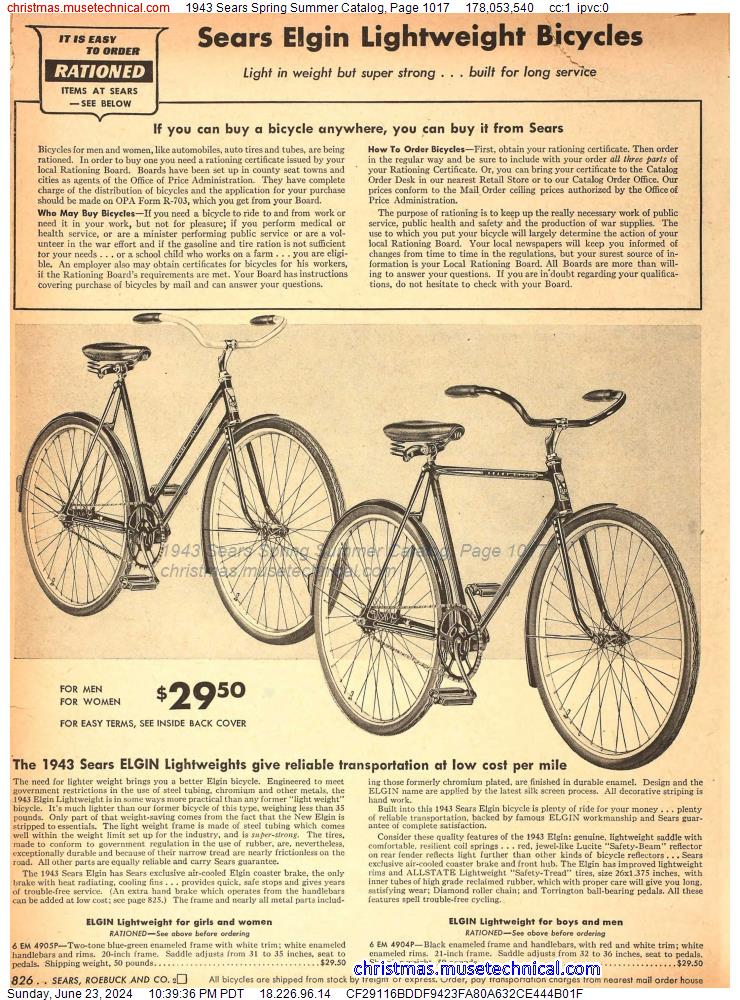 1943 Sears Spring Summer Catalog, Page 1017