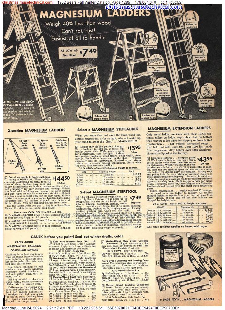 1952 Sears Fall Winter Catalog, Page 1285