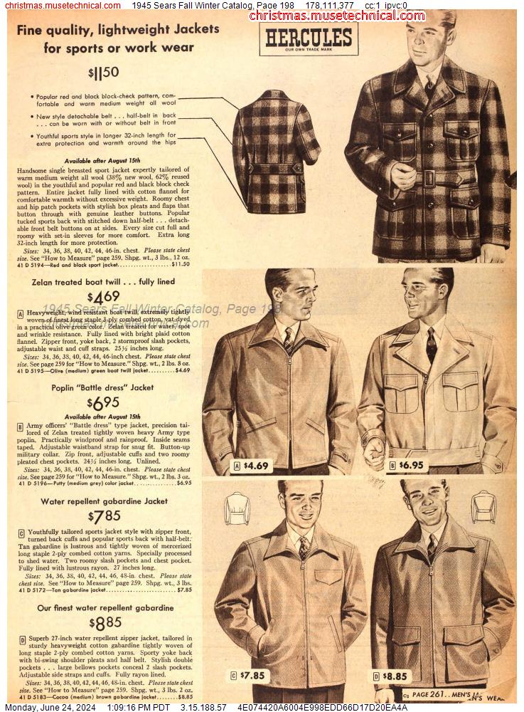 1945 Sears Fall Winter Catalog, Page 198