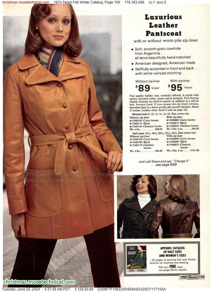 1974 Sears Fall Winter Catalog, Page 109