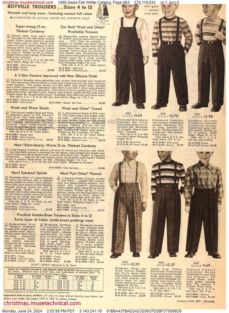1956 Sears Fall Winter Catalog, Page 463